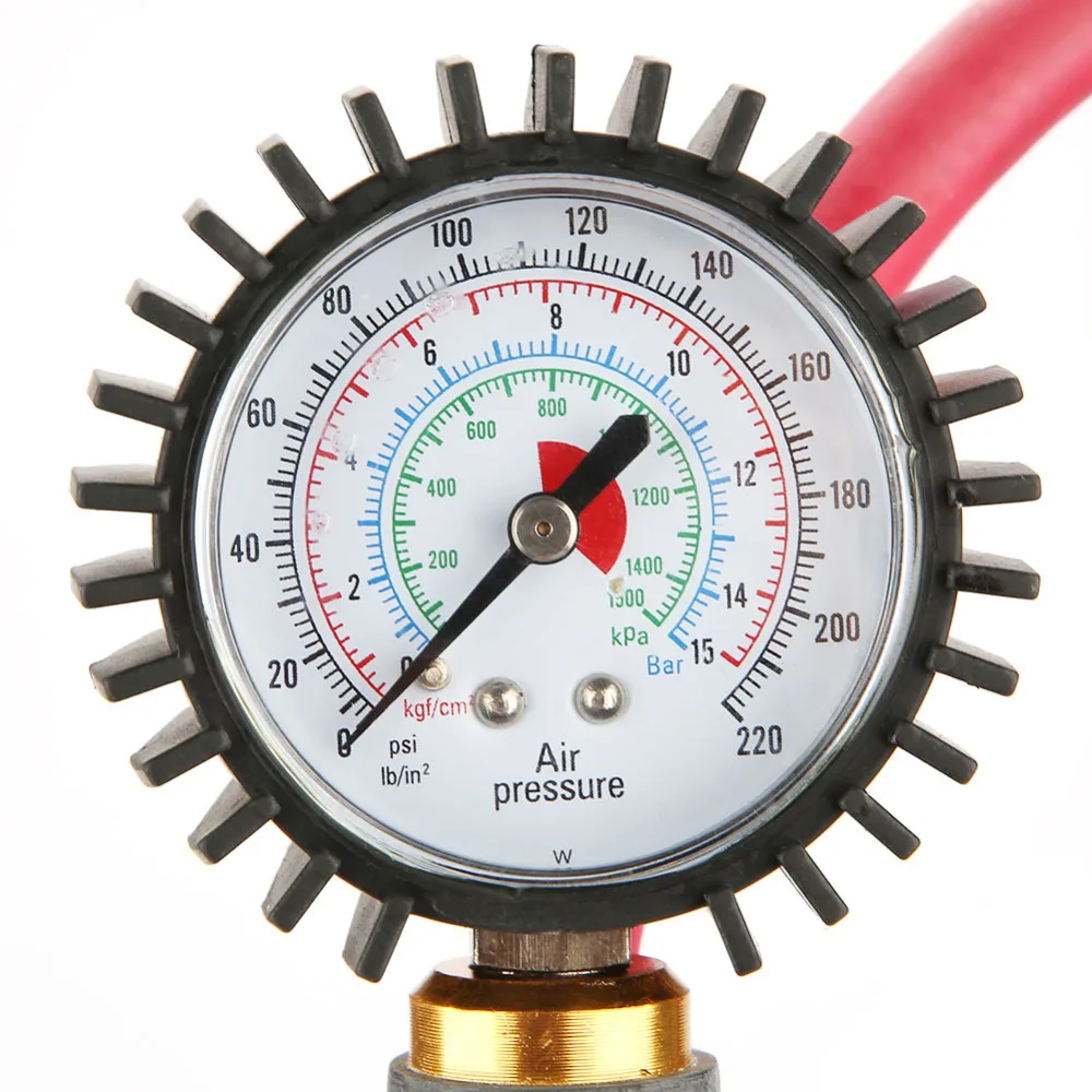 Hot 1/4" Trunk Motorcycle Tire Tyre Pressure Dial Gauge Air Inflation Inflator Pump Gun