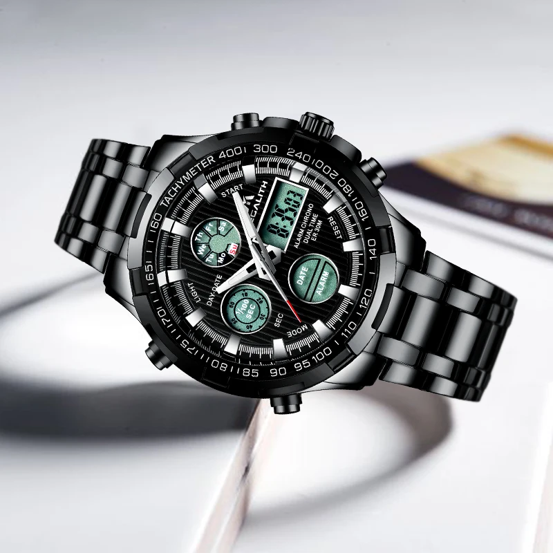 MEGALITH Роскошные модные спортивные наручные часы для мужчин кварцевые аналоговые