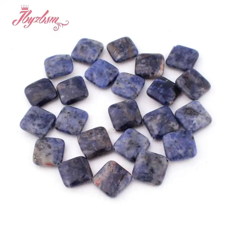 Sodalite 15 мм натуральный флюоритовый кварц Родонит Агаты квадратный ромб камень бусины для DIY ожерелье ювелирных изделий Свободные 1" - Цвет: Sodalite