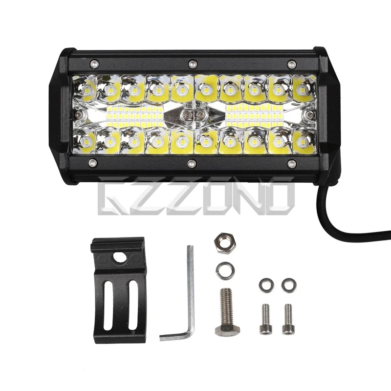 2pcs 7&quot Inch Car Light 120W Auto LED Bar 12V24V Triple Row Combo Beam Work For Truck SUV ATV 4x4 Offroad | Автомобили и