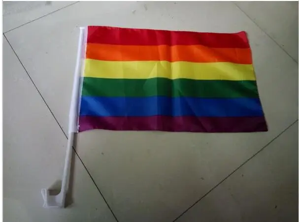 

2Pcs 30*45Cm A plastic Stick Rainbow Hand flag/ Car Flags/American flag Lesbian Gay Pride Cheerleading Competition Products