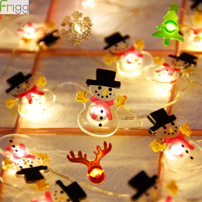 

2M LED String Lights Christmas Tree Ornaments Decoration Christmas Decor Snowman Elk Snowflake Christmas Pendant Party Supplies