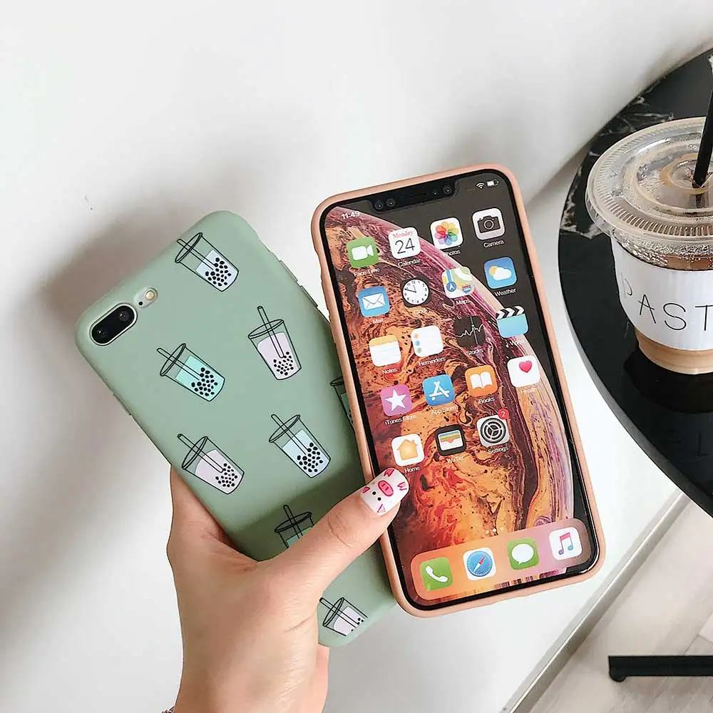 Boucho жемчужный молочный чай чехол для телефона с рисунком iphone XS MAX XR X модные мягкие