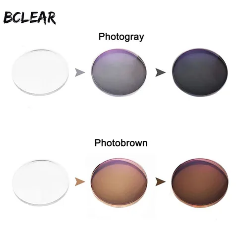 BCLEAR 1,56 фотохромные солнцезащитные очки оптические линзы при близорукости солнцезащитные очки при дальнозоркости линзы для одного видения серые коричневые хамелеоны