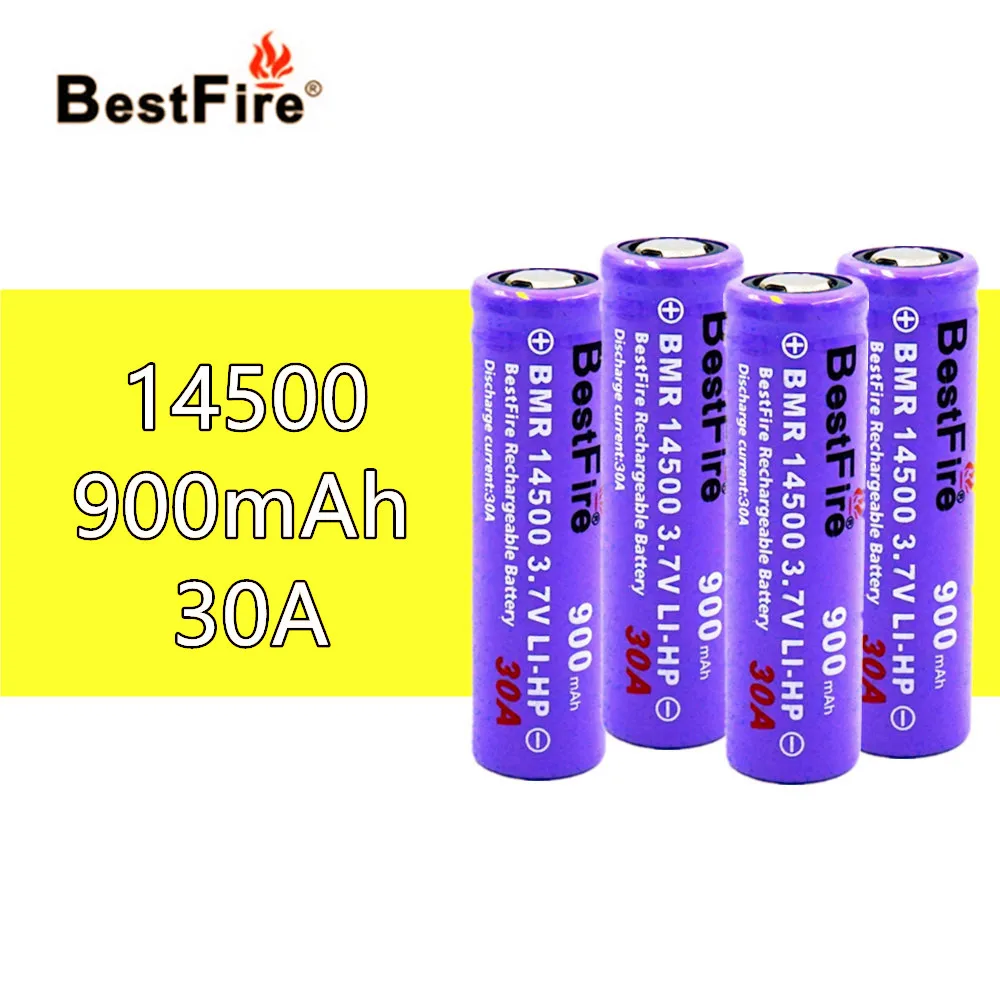 4 шт. Bestfire 14500 3 7 в IMR 900 мАч 30A литий ионная аккумуляторная батарея AA для электронной