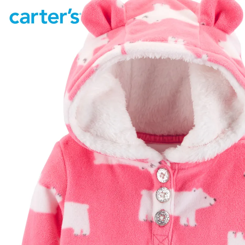 Carters baby комбинезон с капюшоном флисовые комбинезоны One-заплатки Одежда для