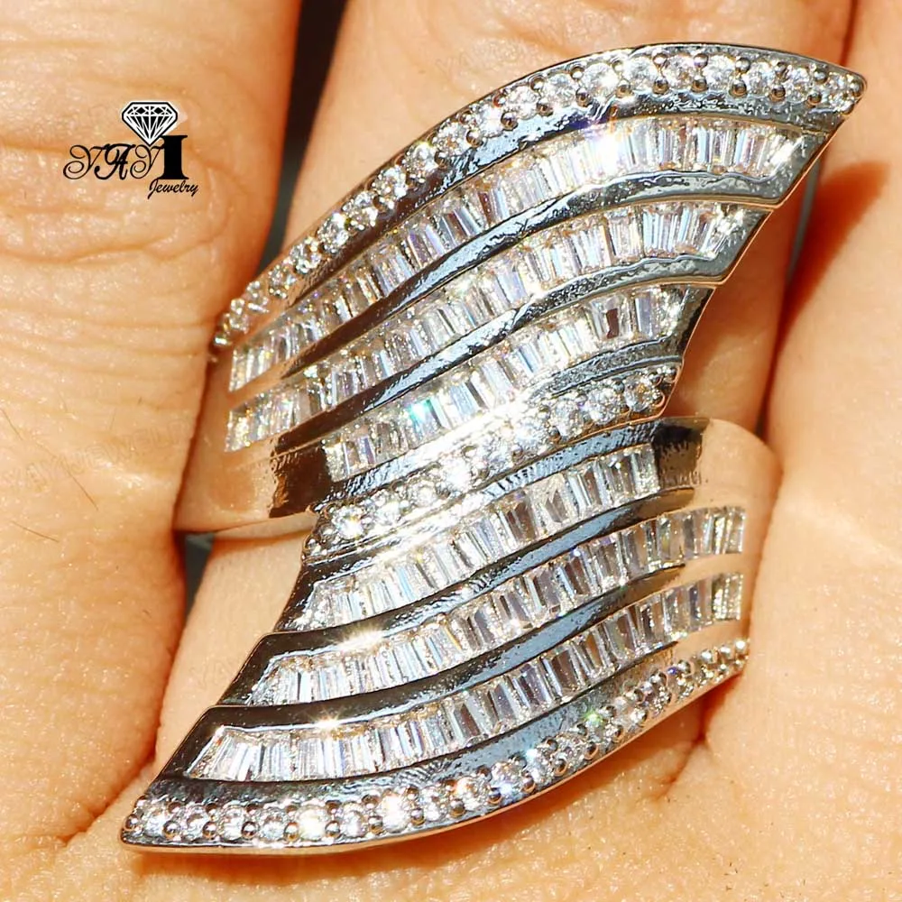 YaYI Jewelry Princess Cut 7.6 CT White Zircon Silver Color Engagement Rings wedding Heart Girls Party Gifts 869 | Украшения и