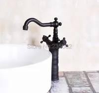 Basin Faucets Black Oil Rubbed Bronze Double Cross Handle Bathroom Sink Faucet Swivel Spout Bathbasin Vanity Mixer Taps Lnf138