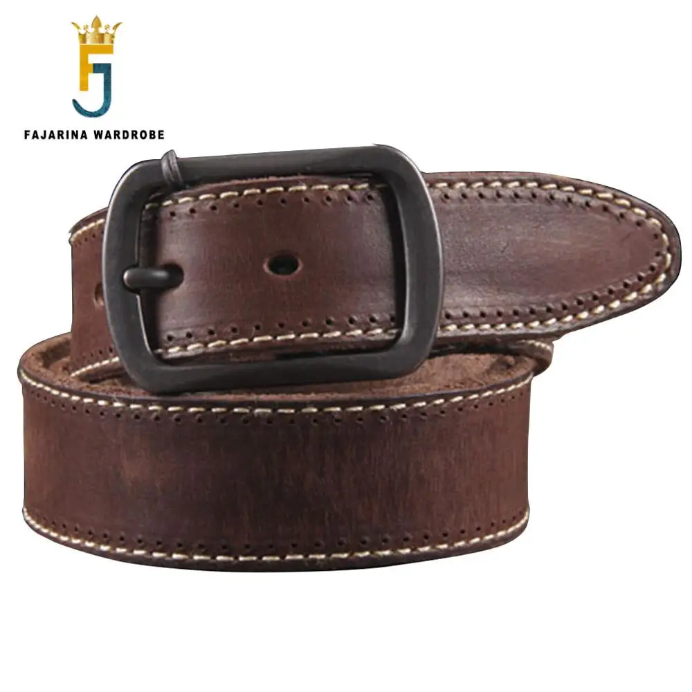 FAJARINA Quality Mens Pure Cowhide Men's Waist Belts Retro Leisure Genuine Leather Head Layer Belt Youth Belt for Men N17FJ087