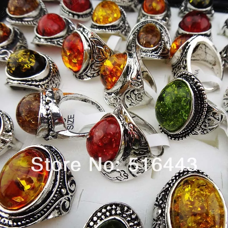 Лидер продаж 10 шт. смешанные большие винтажные янтарные антикварные серебряные