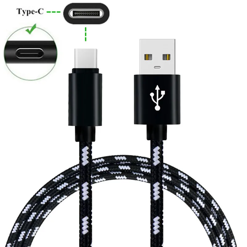 Нейлоновый провод 1 м для быстрой зарядки USB кабель Type C Samsung galaxy A6S S9 S8 Motorola One Power P30