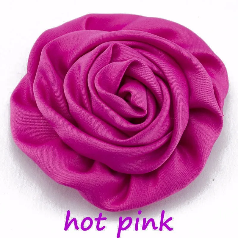 

Nishine 100pcs/lot 3" Soft Matte Satin Silk Flowers For Diy Hair Accessories Artificial Rolled Rosette Flowers For Girl Clips