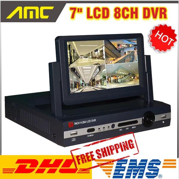 7 дюймов цифровой ЖК дисплей dvr 8 канальный автономный видеонаблюдения NTSC PAL 8ch DVR