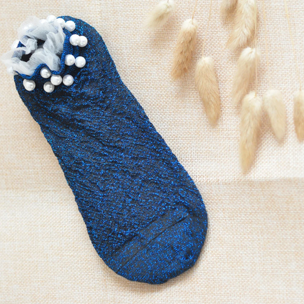 Для женщин носки башмачки антифрикционных дышащий жемчужные дамы Девушки Мягкая