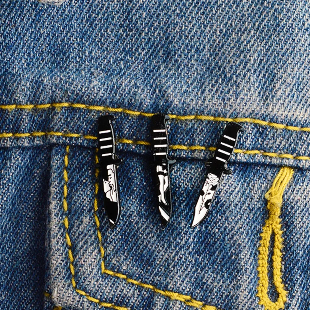 Мини нож кинжал брошь живопись любимый поцелуй нога Роза панк Черное темное