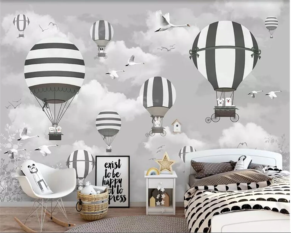 beibehang Wallpaper home decoration custom cartoon hot air balloon children's room wallpaper papier peint mural 3d | Обустройство