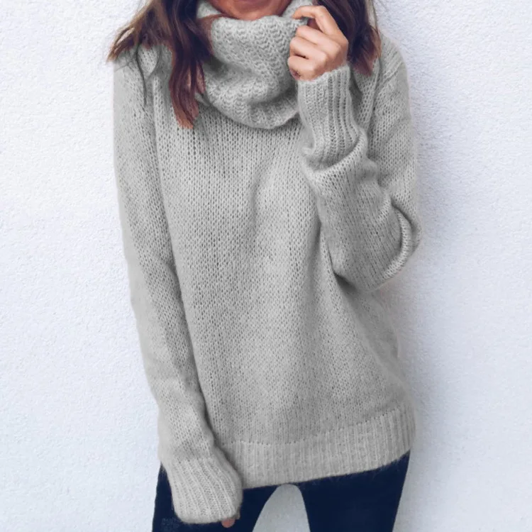 New Turtleneck Women Pullover Sweater Solid Long Sleeve Knitted Jumper Soft Winter Tops Plus Size 5XL | Женская одежда