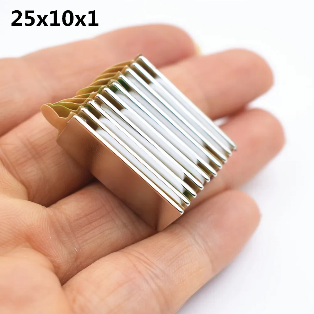 25x10x1 10 шт. N52 неодимовый магнит с помощью клейкой ленты 3м небольшой блок супер сильный постоянный магнетический клейкая лента бар кубоид круг 20/25 мм - Цвет: 25x10x1