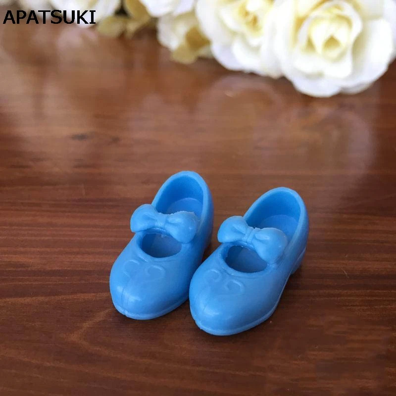 Туфли детские голубые с бантом на блочном каблуке куклы блайз 1/6 для кукла Licca