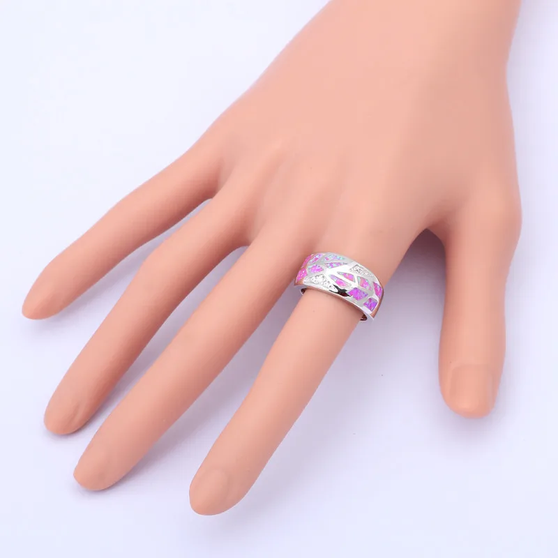  New Arrival Purple fire Opal silver plated Stamped Rings Zircon Wholesale &amp Retail Jewelry USA sz #8 #9.5 #8.5 OR655 | Украшения и