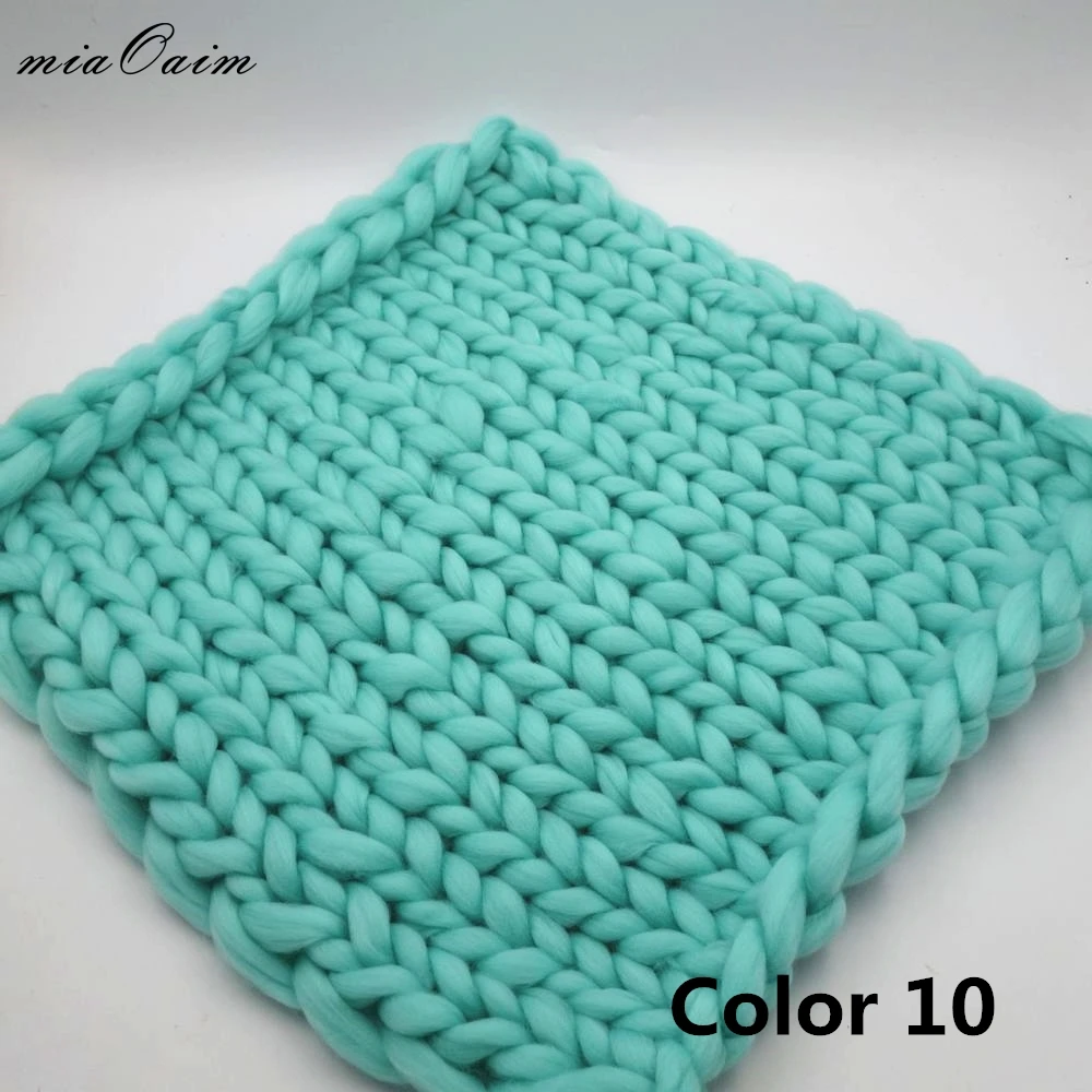 10 Mint 45*45 см вязаное Bump одеяло для новорожденных фото реквизит массивное детское одеяло для фотосъемки реквизит корзина наполнитель Stuffer фотофоны - Цвет: 10 Mint