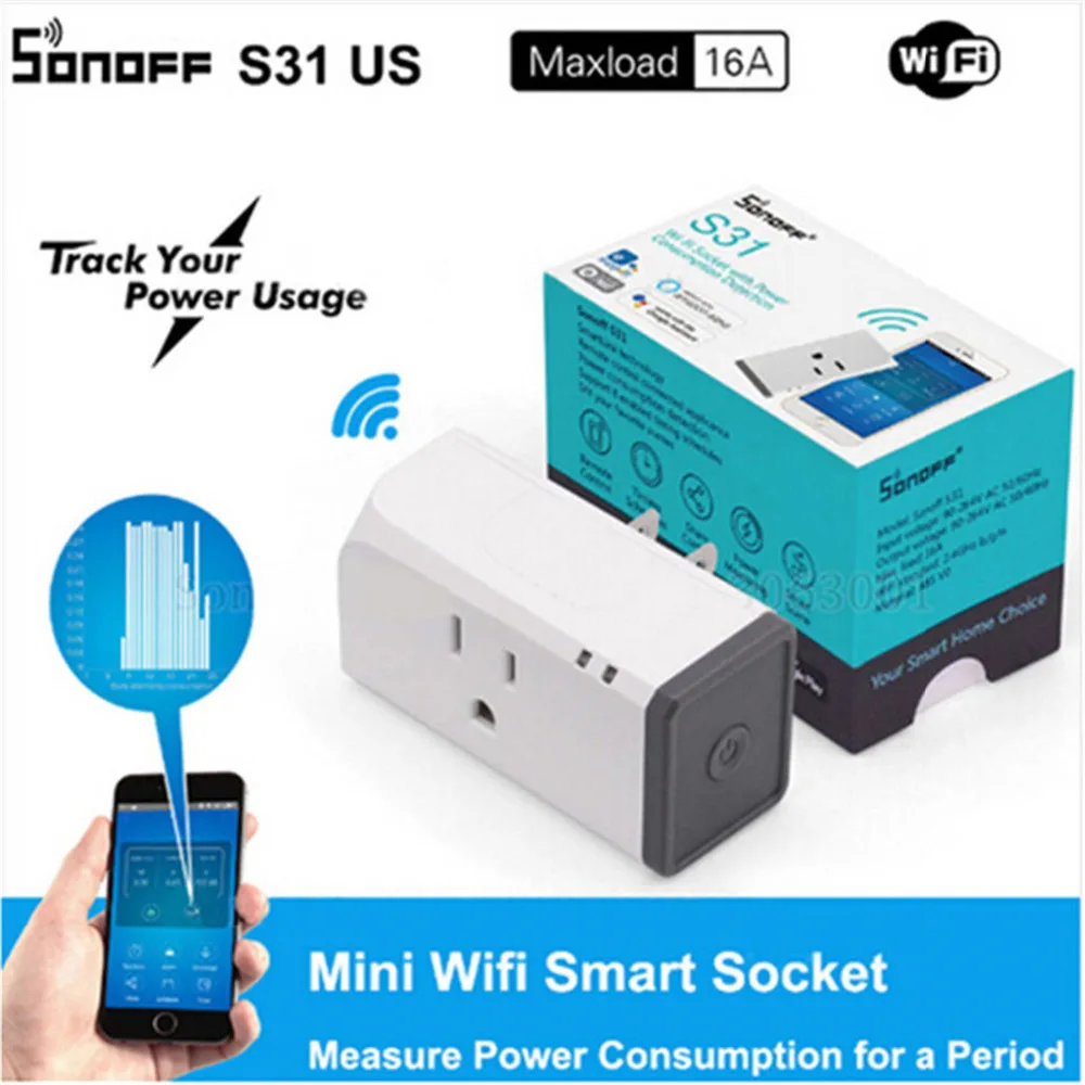 Sonoff S31 US 16A Мини Wifi умная розетка домашний измеритель энергопотребления монитор