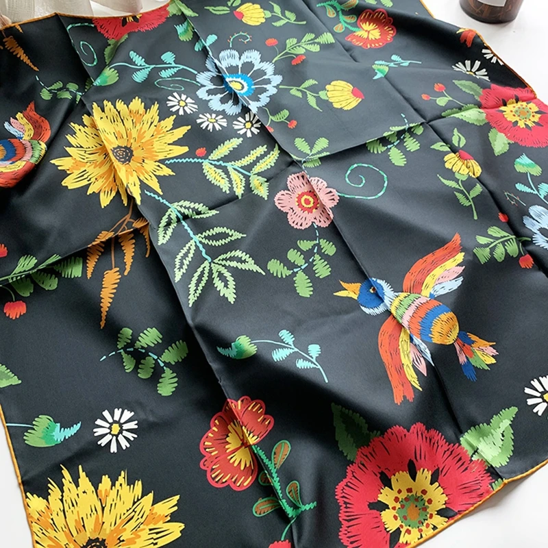 

Floral & Birds Print 100% Silk Scarf Shawl Wraps Foulard 35" x 35