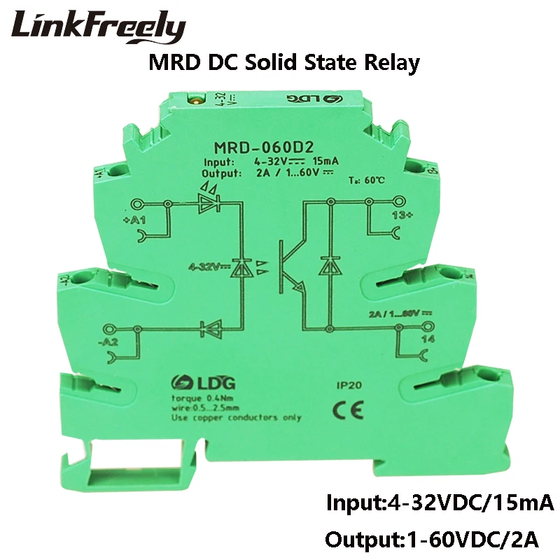 MRD-060D2 10 шт. программируемый светодиодный индикатор SSR DC 2A Вход: 5 в 12 В 24 В DC интерфейс реле Модуль коммутационной платы