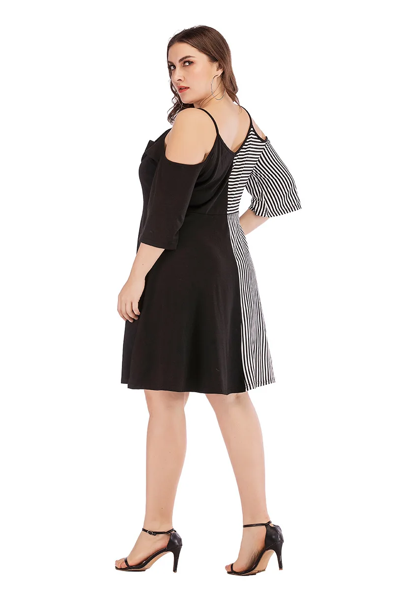 2019 Patchwork Print Dress Plus Size Vintage High Waist A Line Knee Length Retro Club Party Big L-4XL Vestidos | Женская одежда