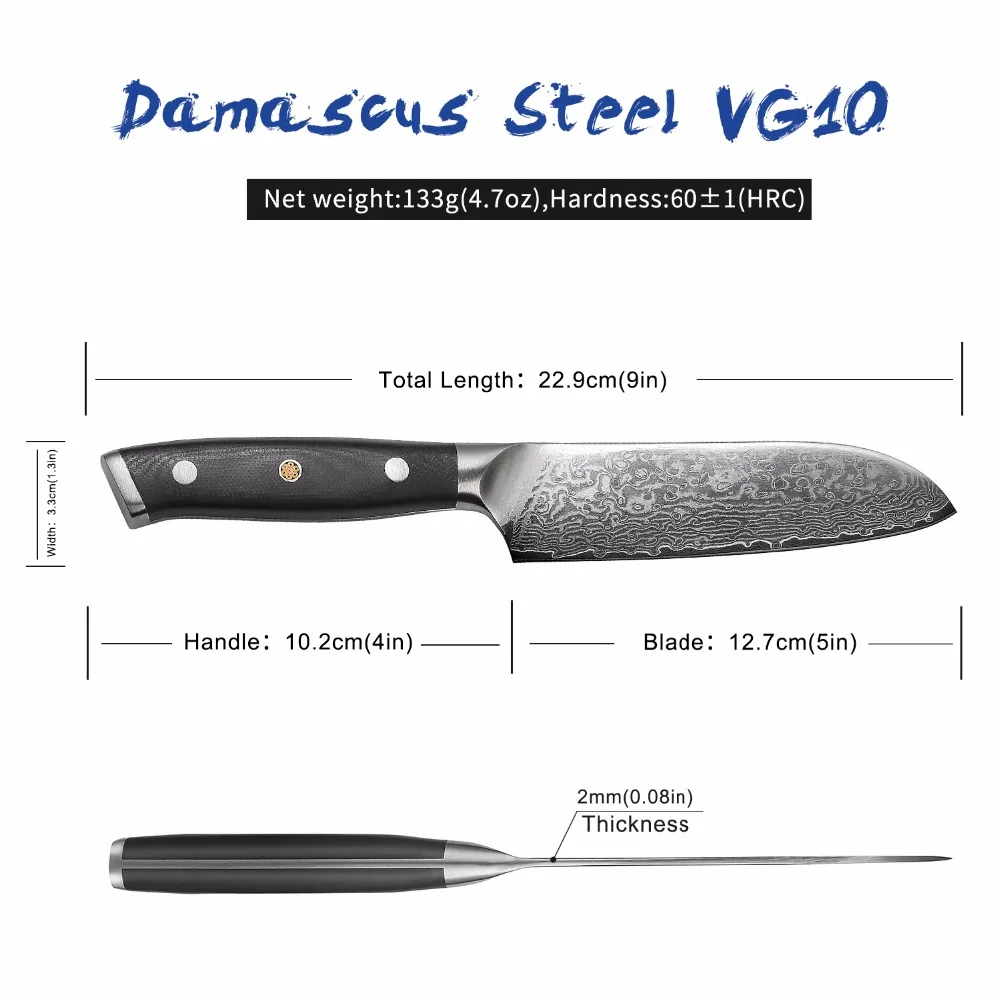 SUNNECKO " дюймов Santoku Ножи японский Дамаск VG10 Сталь Кухня ножей острое лезвие 60HRC G10 шлифования ручка режущие инструменты