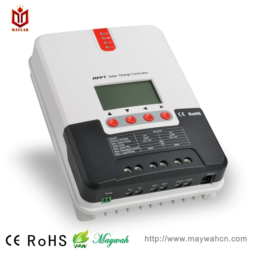 MAYLAR 12V/24V автоматический распознавание Солнечный контроллер заряда 20A MPPT режим с