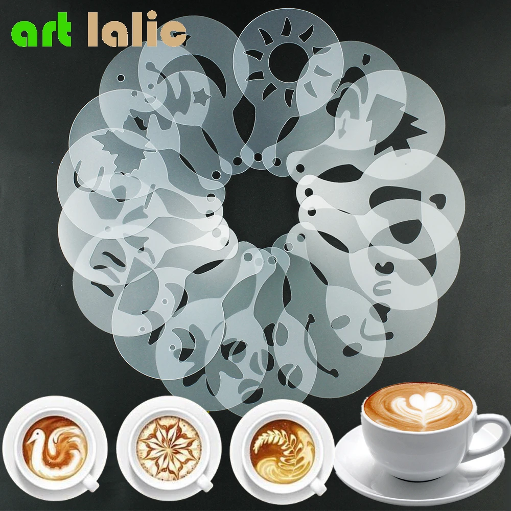 16 шт. трафареты для кофе молока торта капкейков|cappuccino template|coffee baristacoffee milk |
