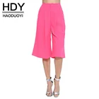 Женские прямые брюки HDY Haoduoyi, Свободные повседневные однотонные брюки с высокой талией, на молнии