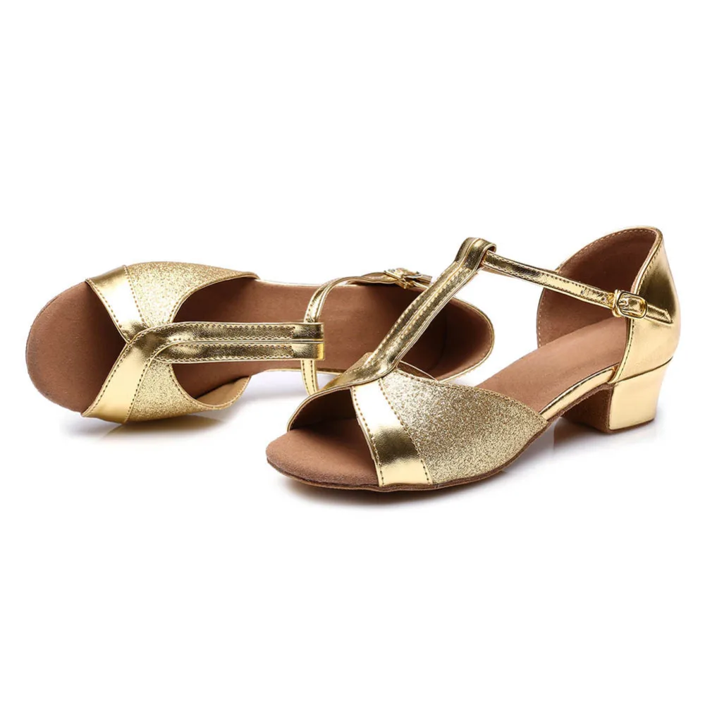 2022 New Children's Latin Dance Shoes Girl's Tango Salsa Shoes For Dancing Ballroom Practice Sandals 3.5 CM Low Heel 4 Colors