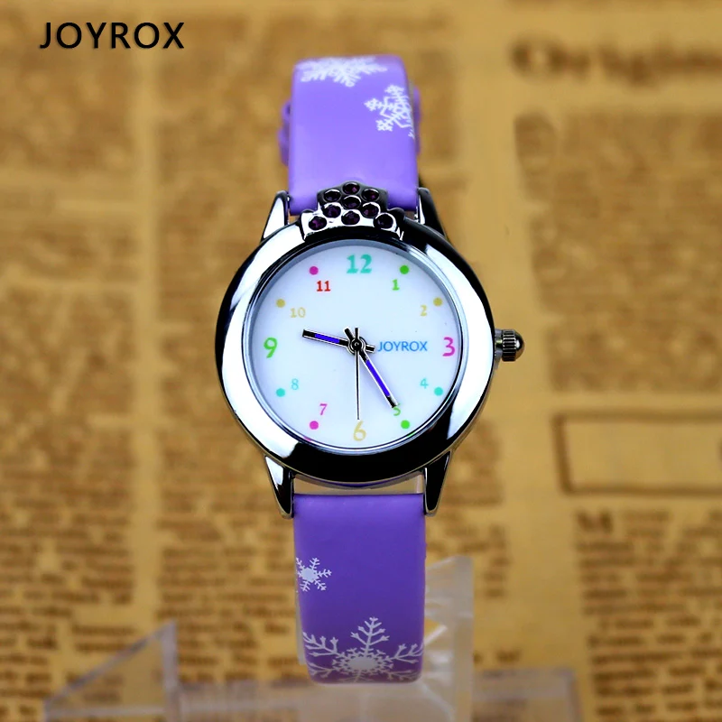 JOYROX 6 цветов детские наручные часы новые Мультяшные кварцевые детские часы для девочек высокое качество кожаный ремешок часы для мальчиков