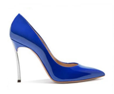 patent blue Брендовая женская обувь на высоком каблуке женские туфли-лодочки на шпильках женские туфли на тонком каблуке цвет телесный свадебные туфли на высоком каблуке с острым носком размеры 33–43 - Цвет: patent blue