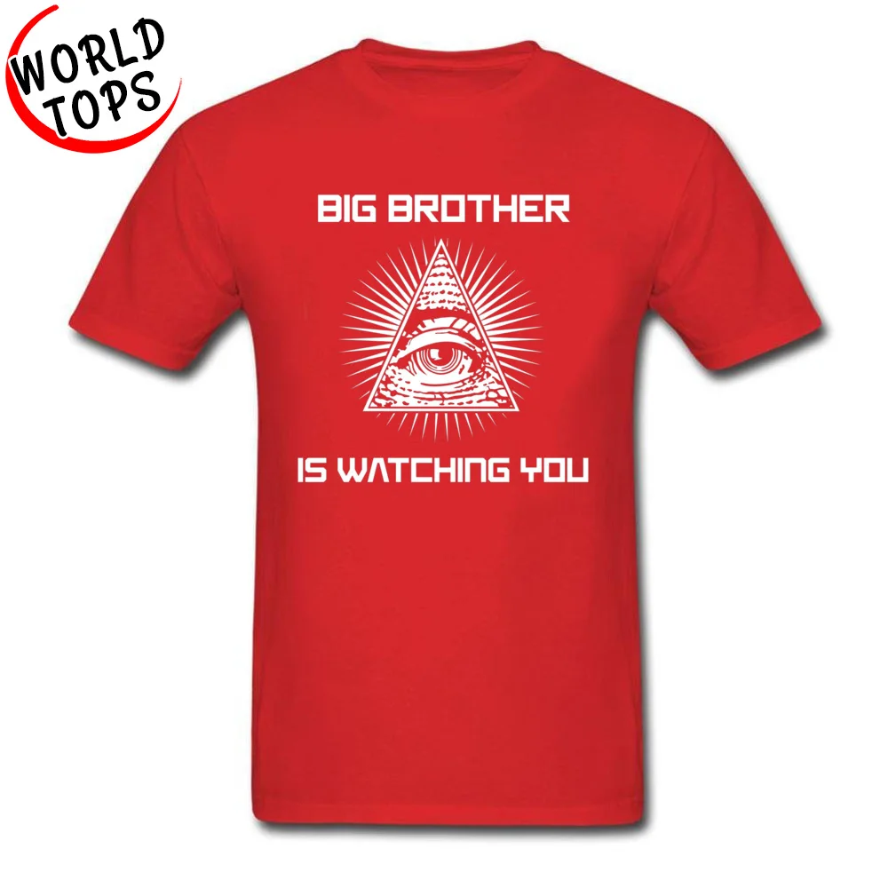 

Men's Father T Shirts Big Brother Is Watching You Illuminati Eye Black Tshirts 3D Print 100% Cotton Clothes Mother's Day Gift
