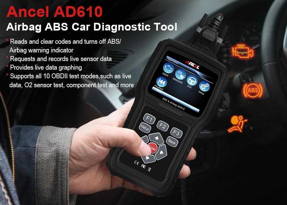 ANCEL AD610 OBD2 автомобильный сканер ABS подушка безопасности SAS автомобильный диагностический инструмент в португальский OBD2 Диагностика автомобиля обновление бесплатно