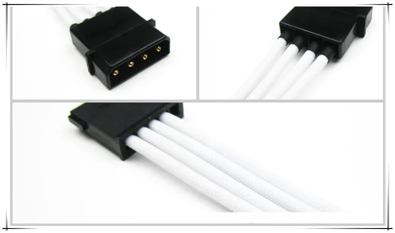 Molex 4PIN Sata разъем адаптера/удлинитель с белым оплетки|connector iso|cable turtlecable end connector |
