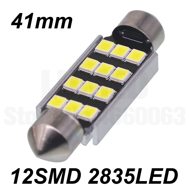 12SMD 41mm 2x C5W светодиодный интерьер автомобиля светильник Canbus гирлянда 31 мм 36 мм 39 мм 42 мм 8 12 Светодиодный 2835SMD 6000K белый купол чтения светильник авто светодиодные лампы 12 В - Испускаемый цвет: 12SMD 41mm