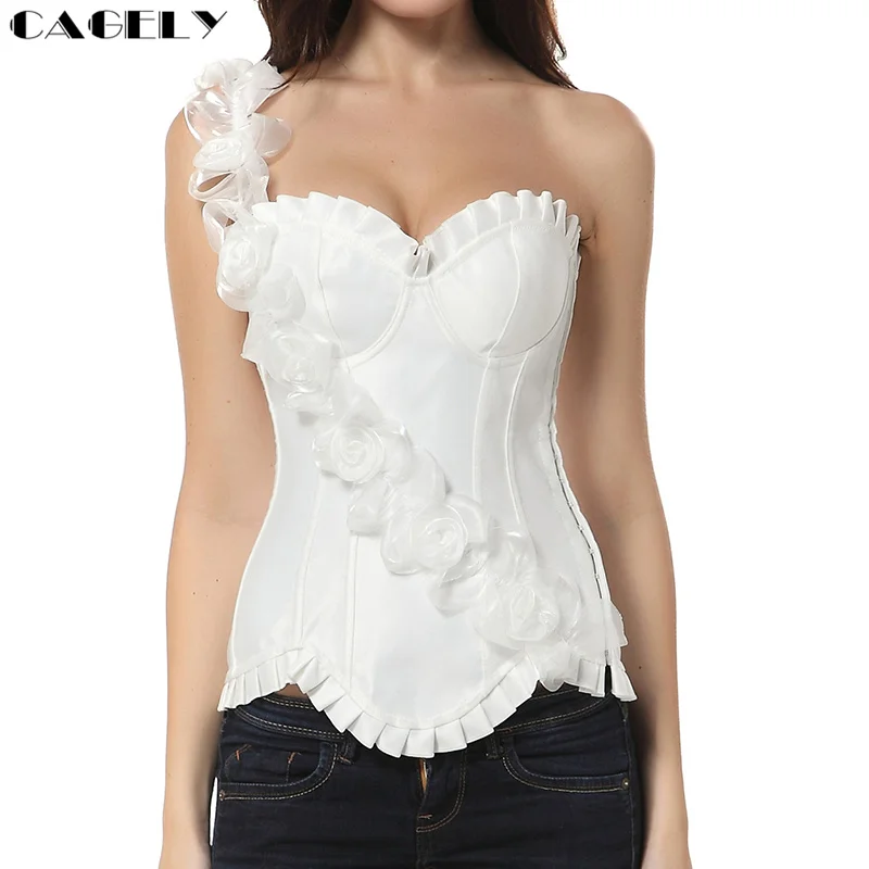 Готический корсет в стиле стимпанк с цветами топ свадебное Бюстье сексуальные