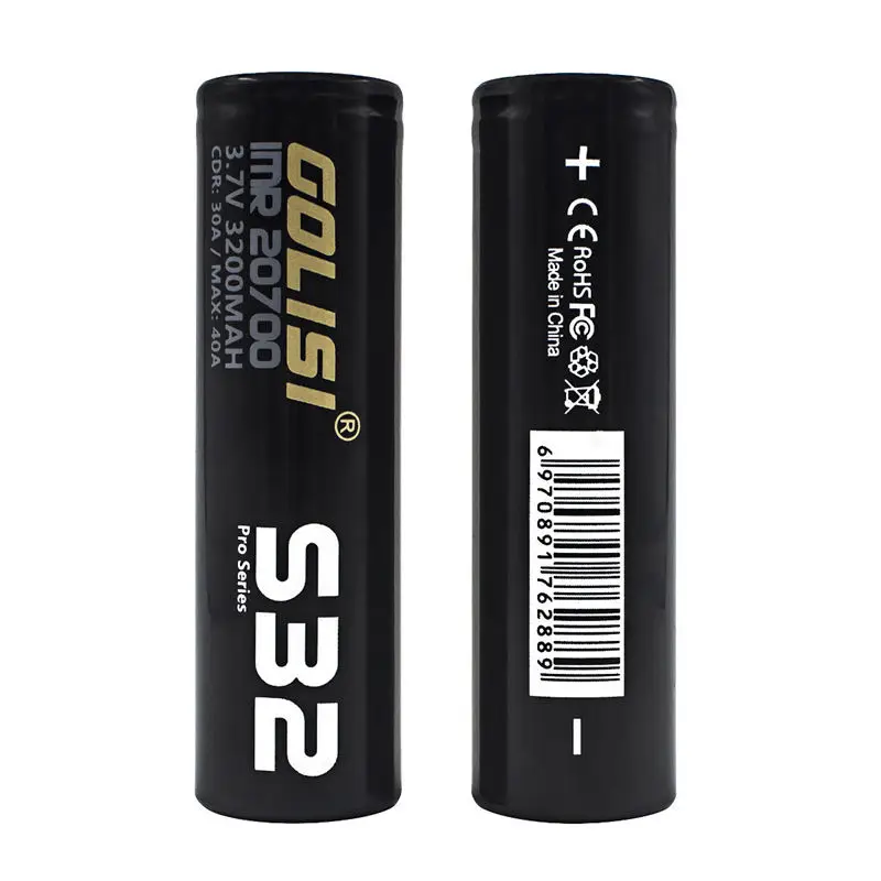 Golisi 2 предмета S32 Imr 20700 3200 Mah 3,7 V Cdr 30A Max 40A высокого стока E-сигареты Перезаряжаемые Батарея для Vape фонарик головной свет