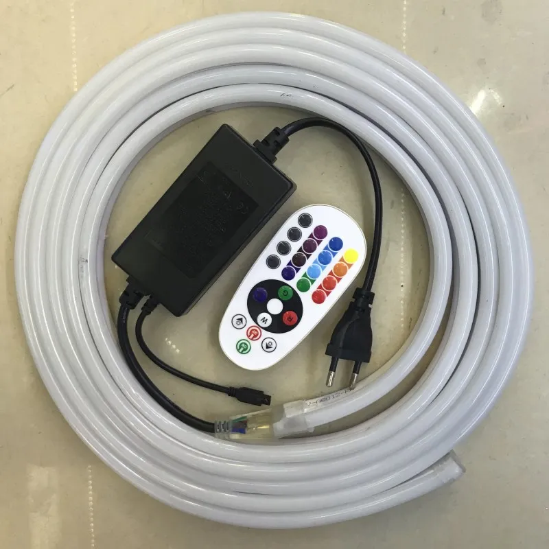 RGB Светодиодный неоновый светильник 220 V/12 V SMD2835 120 Led/M водонепроницаемый гибкий светильник IP67 праздничный декоративный неоновый светильник s CRI 90 - Испускаемый цвет: RGB