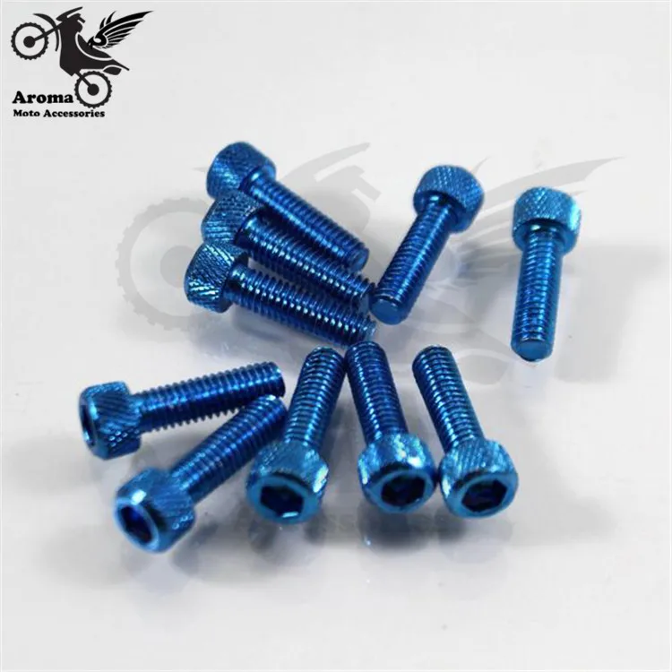 blue 10 шт. в наборе, 5 цветов, 6 мм, красочные красные, золотые, серебряные аксессуары для мотоцикла, аксессуары для мотоцикла, гайки, болты, аксессуары для мотоцикла, наклейки, винт - Название цвета: blue