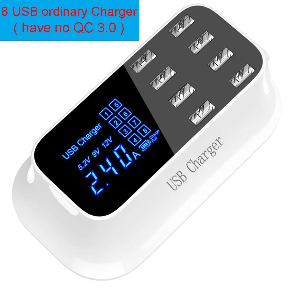 Быстрая зарядка 3,0 Смарт USB зарядное устройство для iphone samsung Тип C Выходная станция светодиодный дисплей адаптер питания для быстрой зарядки рабочего стола - Тип штекера: ordinary Charger