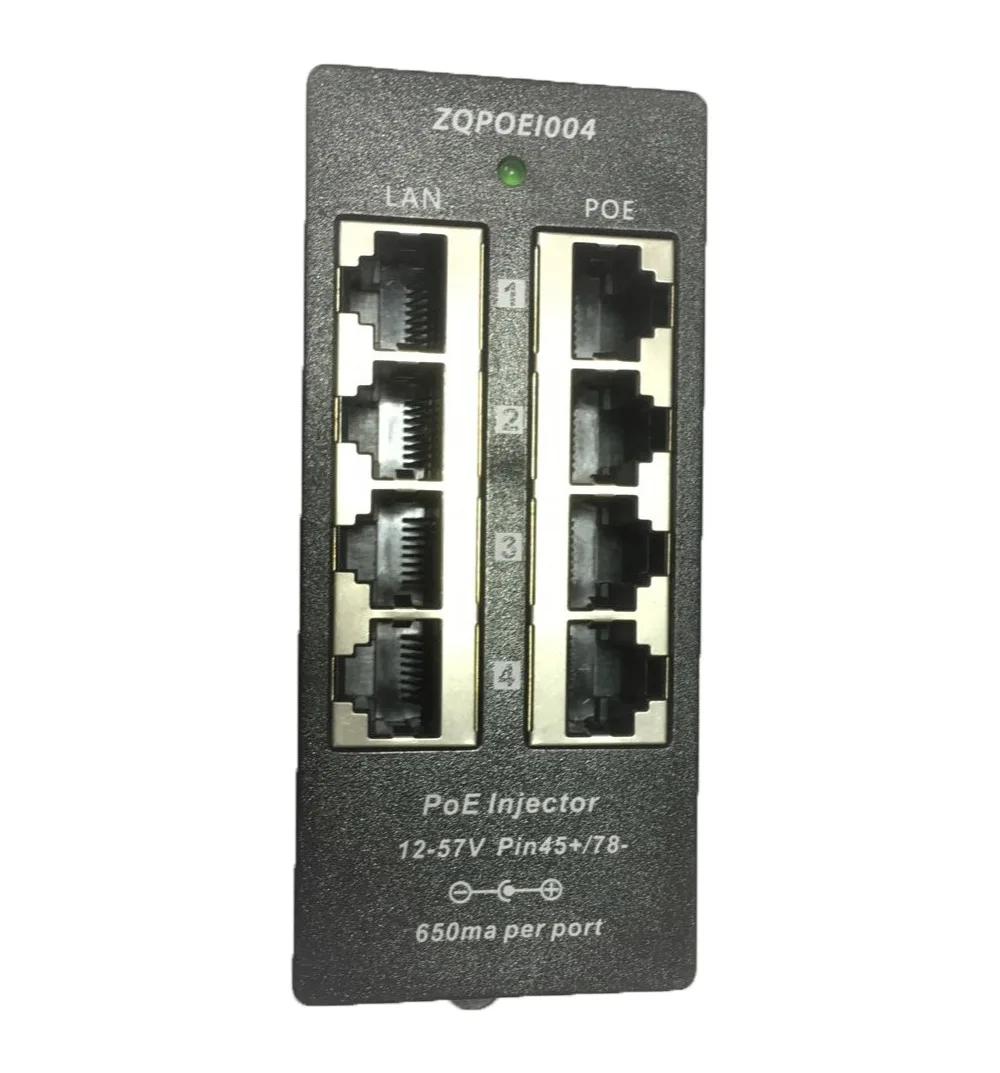 4 порта 10/100 питания через Ethernet PoE инжектор для 802.3af или пассивных устройств 802.3at
