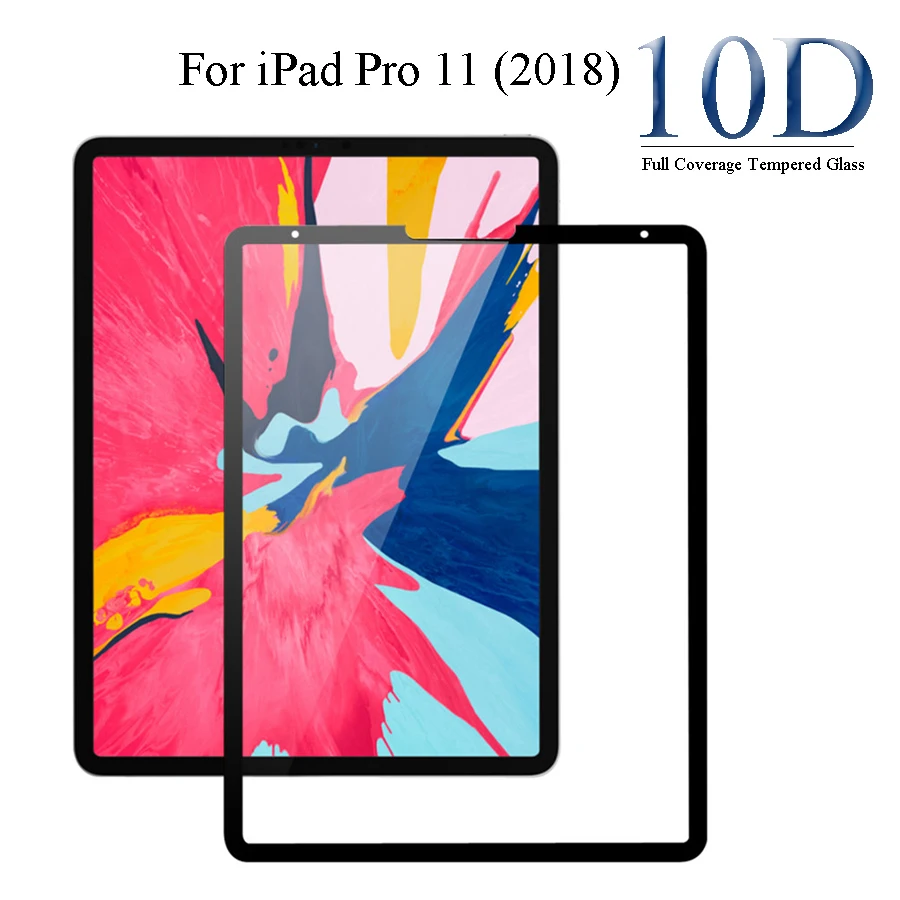 Защитное стекло для ipad pro 11 10D полное покрытие Черные Стеклянные пленки Pro 2018