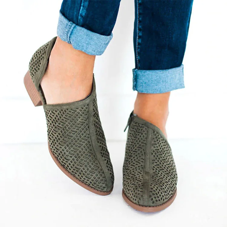 NAN JIU MOUNTAIN/Женская обувь Zapatos De Mujer, сезон весна-осень, ажурные тонкие туфли с острым носком на низком каблуке, однотонные ботильоны