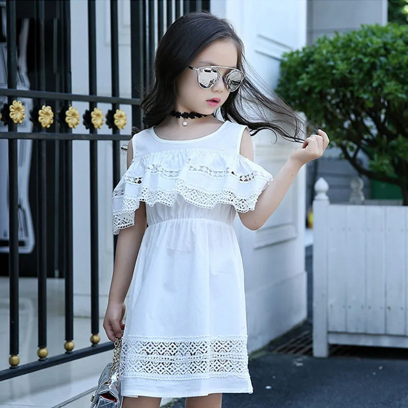 Pelfish/летние платья для девочек 2021 Модное детское платье с открытыми плечами