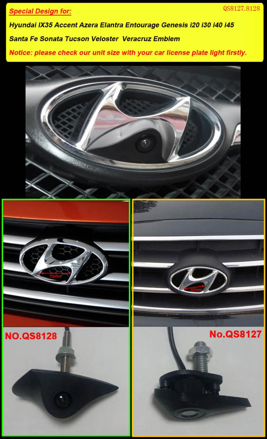 Для Hyundai IX35 Accent Azera Elantra Genesis I20 I30 I40 I45 Santa Fe Sonata Tucson Автомобильная Камера Переднего